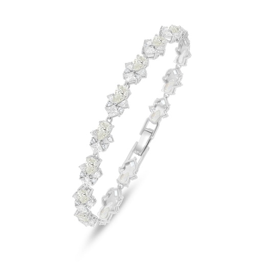 [BRC01CIT00WCZB544] Sterling Silver 925 Bracelet Rhodium Plated Embedded With Diamond Color And White Zircon