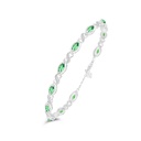 Sterling Silver 925 Bracelet Rhodium Plated Embedded With Emerald Zircon And White Zircon