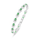 Sterling Silver 925 Bracelet Rhodium Plated Embedded With Emerald Zircon And White Zircon