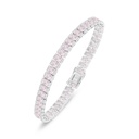 Sterling Silver 925 Bracelet Rhodium Plated Embedded With Pink Zircon And White Zircon