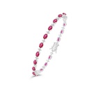 Sterling Silver 925 Bracelet Rhodium Plated Embedded With Ruby Corundum And White Zircon