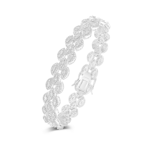 [BRC01WCZ00000B535] Sterling Silver 925 Bracelet Rhodium Plated Embedded With White Zircon