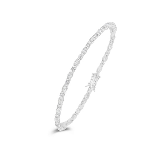 [BRC01WCZ00000B538] Sterling Silver 925 Bracelet Rhodium Plated Embedded With White Zircon