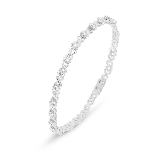 [BRC01WCZ00000B540] Sterling Silver 925 Bracelet Rhodium Plated Embedded With White Zircon
