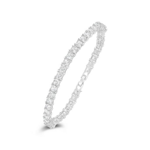 [BRC01WCZ00000B542] Sterling Silver 925 Bracelet Rhodium Plated Embedded With White Zircon