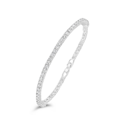 [BRC01WCZ00000B543] Sterling Silver 925 Bracelet Rhodium Plated Embedded With White Zircon