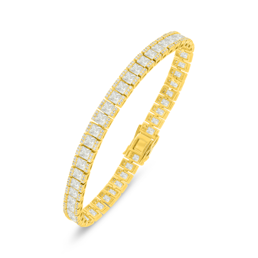 [BRC02CIT00WCZB532] Sterling Silver 925 Bracelet Golden Plated Embedded With Diamond Color And White Zircon