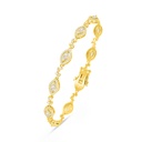 Sterling Silver 925 Bracelet Golden Plated Embedded With Diamond Color And White Zircon