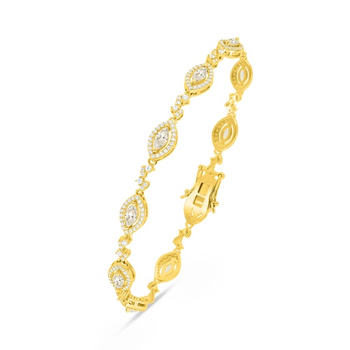[BRC02CIT00WCZB534] Sterling Silver 925 Bracelet Golden Plated Embedded With Diamond Color And White Zircon
