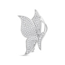 Sterling Silver 925 Brooch  Rhodium Plated Embedded With White Zircon