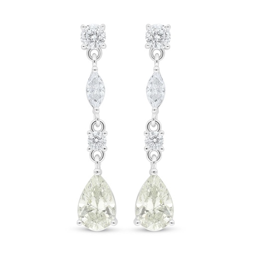 [EAR01CIT00WCZC985] Sterling Silver 925 Earring Rhodium Plated Embedded With Diamond Color And White Zircon