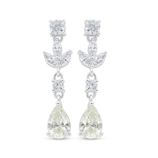 [EAR01CIT00WCZC988] Sterling Silver 925 Earring Rhodium Plated Embedded With Diamond Color And White Zircon