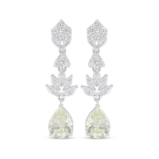 [EAR01CIT00WCZC991] Sterling Silver 925 Earring Rhodium Plated Embedded With Diamond Color And White Zircon