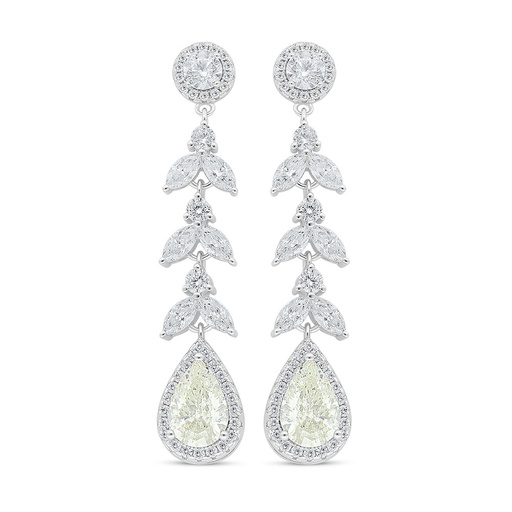 [EAR01CIT00WCZC993] Sterling Silver 925 Earring Rhodium Plated Embedded With Diamond Color And White Zircon