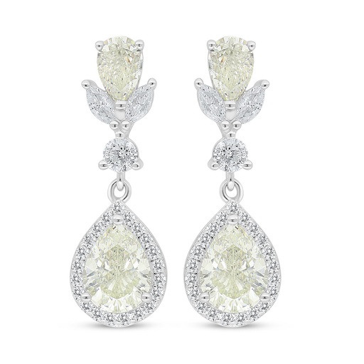 [EAR01CIT00WCZC994] Sterling Silver 925 Earring Rhodium Plated Embedded With Diamond Color And White Zircon