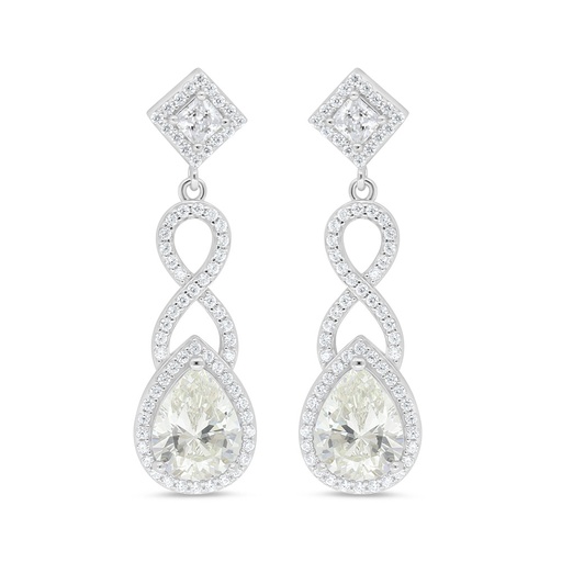 [EAR01CIT00WCZC996] Sterling Silver 925 Earring Rhodium Plated Embedded With Diamond Color And White Zircon