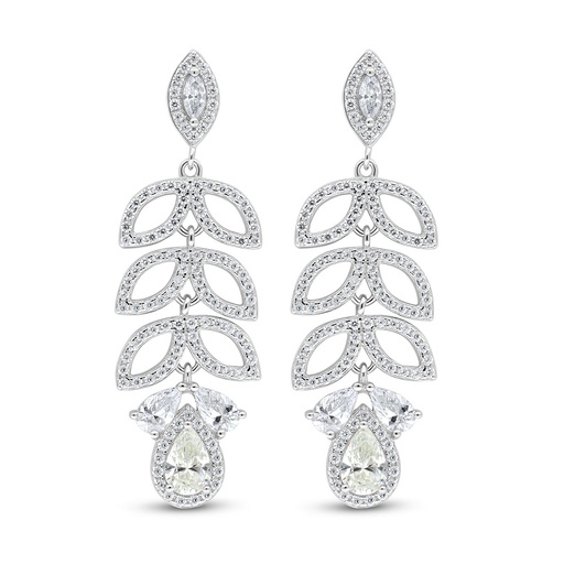 [EAR01CIT00WCZC997] Sterling Silver 925 Earring Rhodium Plated Embedded With Diamond Color And White Zircon