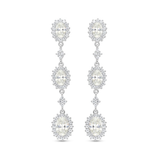 [EAR01CIT00WCZD001] Sterling Silver 925 Earring Rhodium Plated Embedded With Diamond Color And White Zircon