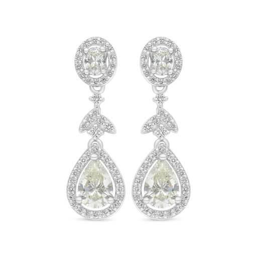 [EAR01CIT00WCZD002] Sterling Silver 925 Earring Rhodium Plated Embedded With Diamond Color And White Zircon