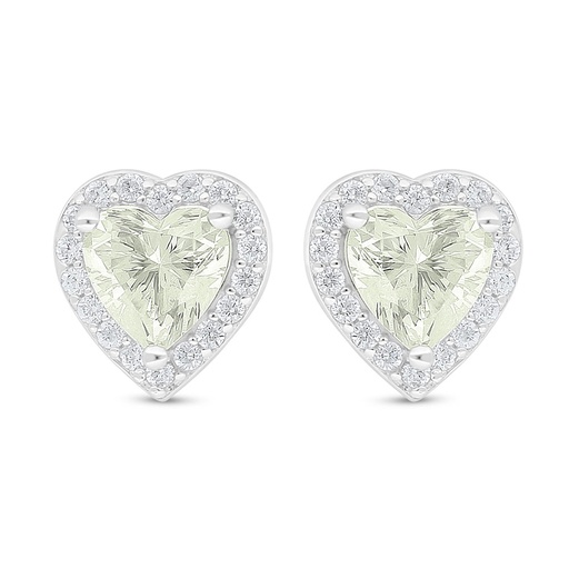 [EAR01CIT00WCZD008] Sterling Silver 925 Earring Rhodium Plated Embedded With Diamond Color And White Zircon