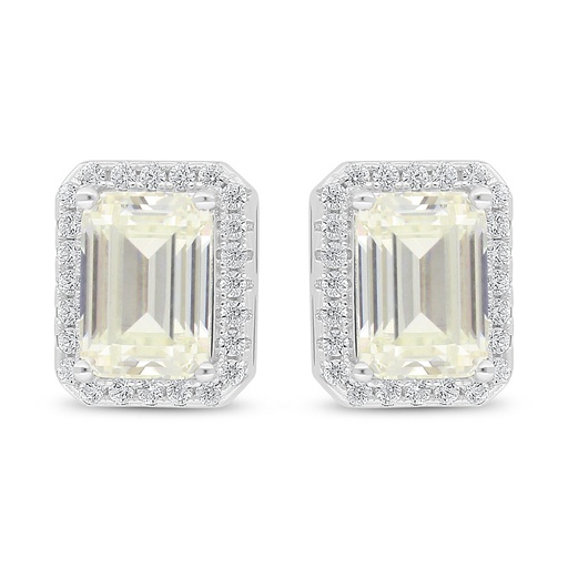 [EAR01CIT00WCZD022] Sterling Silver 925 Earring Rhodium Plated Embedded With Diamond Color And White Zircon