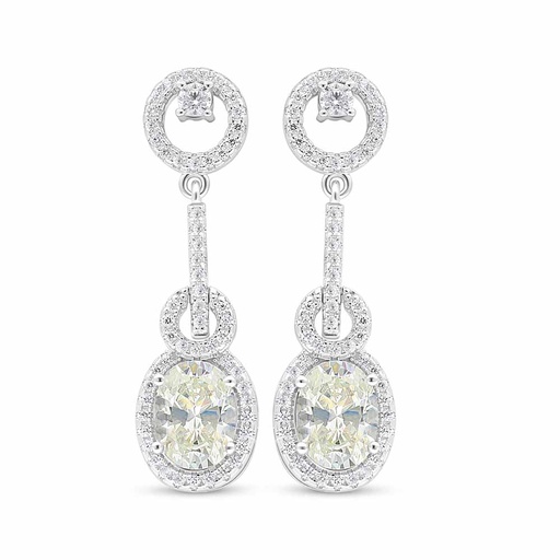 [EAR01CIT00WCZD036] Sterling Silver 925 Earring Rhodium Plated Embedded With Diamond Color And White Zircon