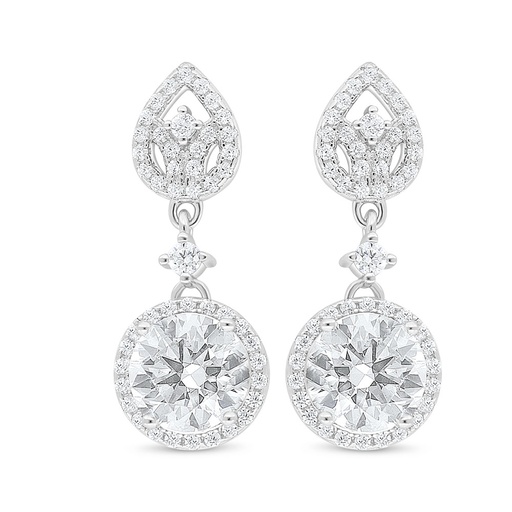 [EAR01CIT00WCZD037] Sterling Silver 925 Earring Rhodium Plated Embedded With Diamond Color And White Zircon