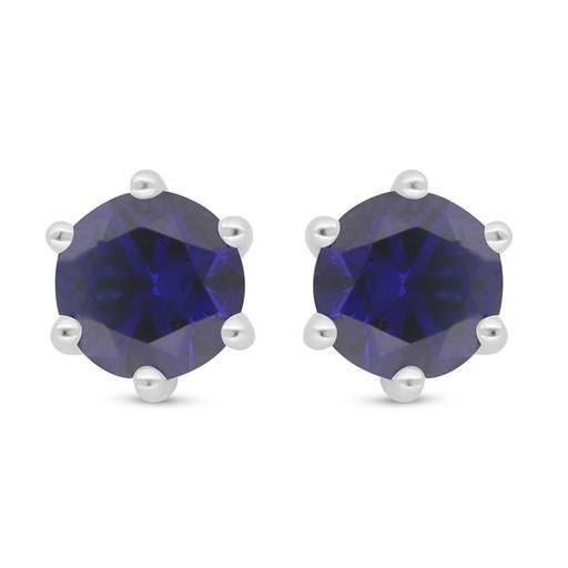 [EAR01SAP00000D006] Sterling Silver 925 Earring Rhodium Plated Embedded With Sapphire Corundum 