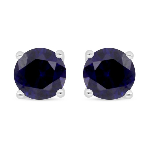 [EAR01SAP00000D020] Sterling Silver 925 Earring Rhodium Plated Embedded With Sapphire Corundum 