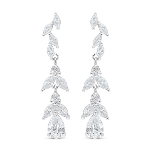 [EAR01WCZ00000C986] Sterling Silver 925 Earring Rhodium Plated Embedded With White Zircon