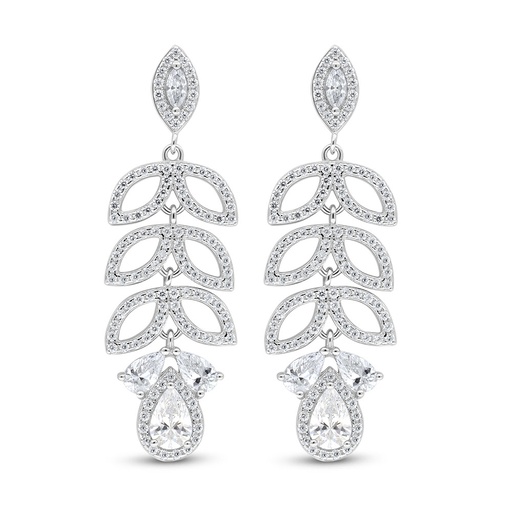 [EAR01WCZ00000C997] Sterling Silver 925 Earring Rhodium Plated Embedded With White Zircon