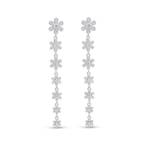 [EAR01WCZ00000C998] Sterling Silver 925 Earring Rhodium Plated Embedded With White Zircon