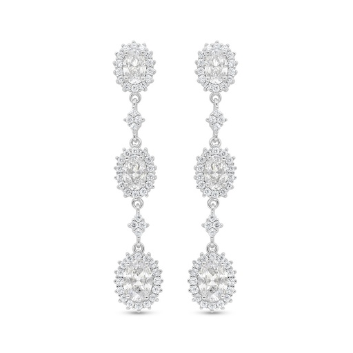 [EAR01WCZ00000D001] Sterling Silver 925 Earring Rhodium Plated Embedded With White Zircon
