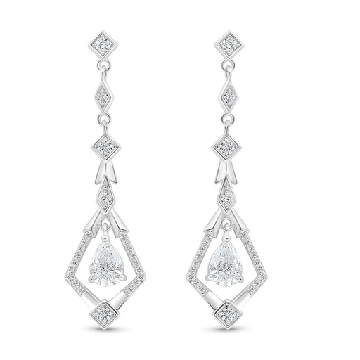 [EAR01WCZ00000D016] Sterling Silver 925 Earring Rhodium Plated Embedded With White Zircon