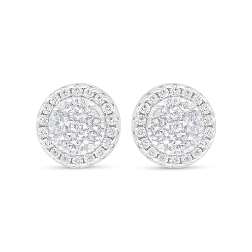 [EAR01WCZ00000D028] Sterling Silver 925 Earring Rhodium Plated Embedded With White Zircon