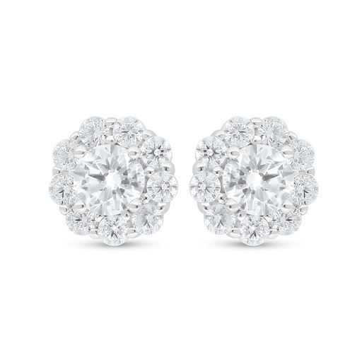 [EAR01WCZ00000D032] Sterling Silver 925 Earring Rhodium Plated Embedded With White Zircon