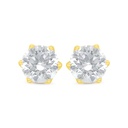 Sterling Silver 925 Earring Golden Plated Embedded With Diamond Color And White Zircon