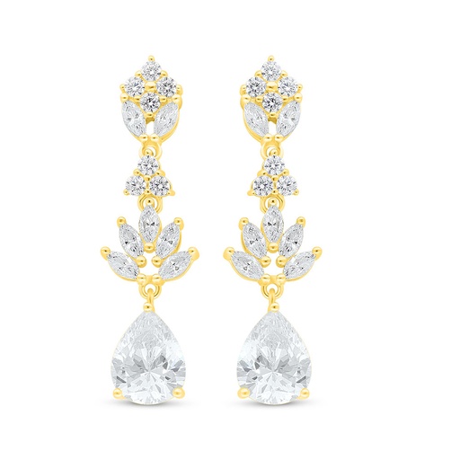 [EAR02CIT00WCZC987] Sterling Silver 925 Earring Golden Plated Embedded With Diamond Color And White Zircon