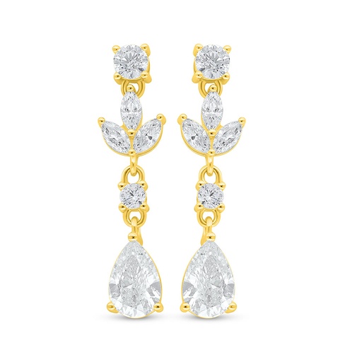 [EAR02CIT00WCZC988] Sterling Silver 925 Earring Golden Plated Embedded With Diamond Color And White Zircon