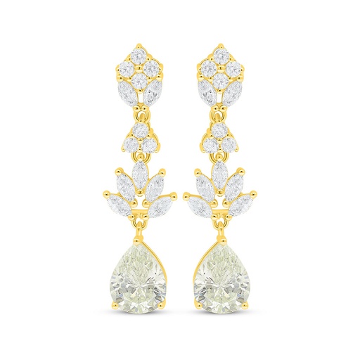 [EAR02CIT00WCZC991] Sterling Silver 925 Earring Golden Plated Embedded With Diamond Color And White Zircon