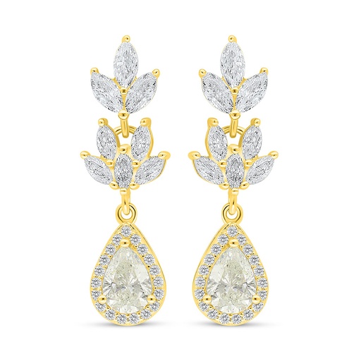[EAR02CIT00WCZC992] Sterling Silver 925 Earring Golden Plated Embedded With Diamond Color And White Zircon