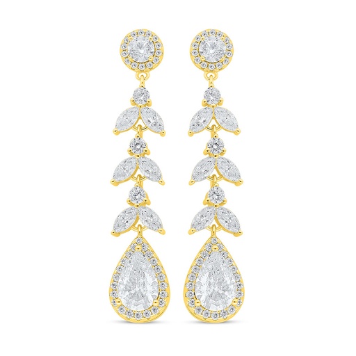 [EAR02CIT00WCZC993] Sterling Silver 925 Earring Golden Plated Embedded With Diamond Color And White Zircon