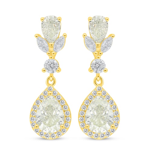 [EAR02CIT00WCZC994] Sterling Silver 925 Earring Golden Plated Embedded With Diamond Color And White Zircon