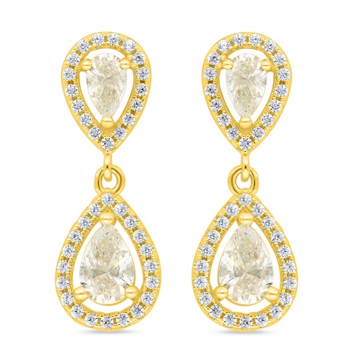 [EAR02CIT00WCZC995] Sterling Silver 925 Earring Golden Plated Embedded With Diamond Color And White Zircon