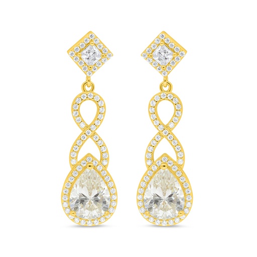 [EAR02CIT00WCZC996] Sterling Silver 925 Earring Golden Plated Embedded With Diamond Color And White Zircon
