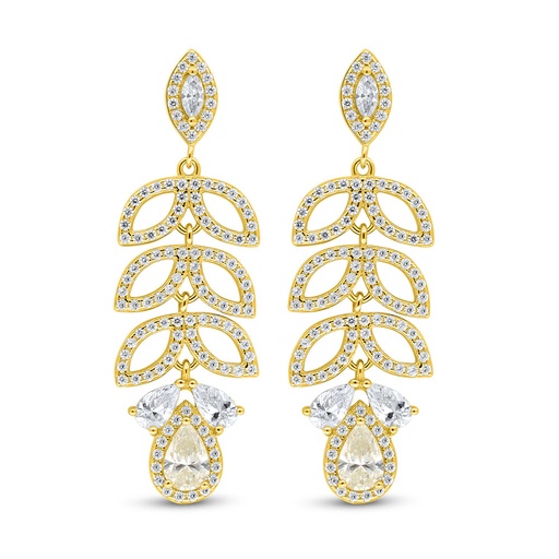 [EAR02CIT00WCZC997] Sterling Silver 925 Earring Golden Plated Embedded With Diamond Color And White Zircon