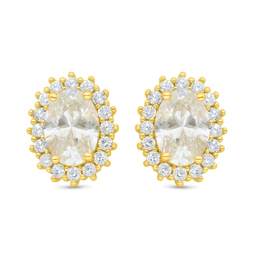 [EAR02CIT00WCZC999] Sterling Silver 925 Earring Golden Plated Embedded With Diamond Color And White Zircon