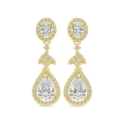 [EAR02CIT00WCZD002] Sterling Silver 925 Earring Golden Plated Embedded With Diamond Color And White Zircon