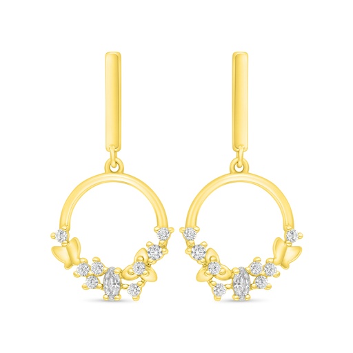 [EAR02CIT00WCZD003] Sterling Silver 925 Earring Golden Plated Embedded With Diamond Color And White Zircon