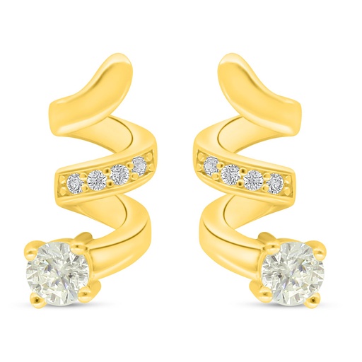 [EAR02CIT00WCZD014] Sterling Silver 925 Earring Golden Plated Embedded With Diamond Color And White Zircon